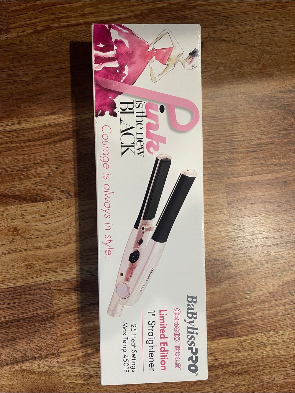 BaByliss Pink and Black 1" Limited Edition Ceramic Hair Straightener NIB